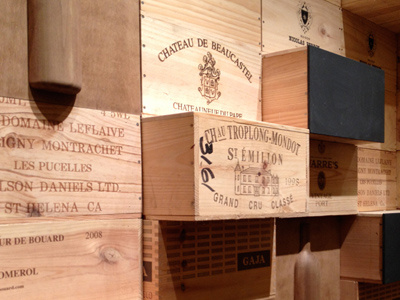 Custom Wine Crate Wall crate custom dimensional inlay interiors lounge restaurant wall wine wood