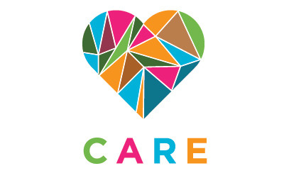 Kids CARE Logo colorful fractal geometric heart kids logo