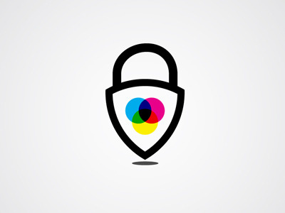 Colorguard cmyk color lock logo minimal rgb security