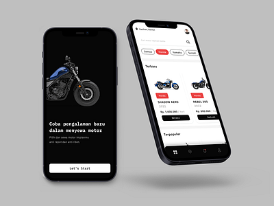 Motorcycle Rentals figma figmadesign mobile app motorcycle rent ui