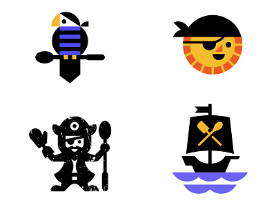 Unused cookies logo mixing parrot pirate ship spoon sun water