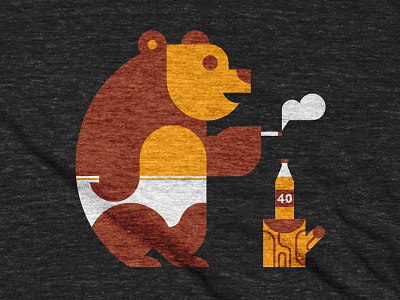 Bear In Underwear 40oz bear beer bott cigarette honey luke stump tree underwear
