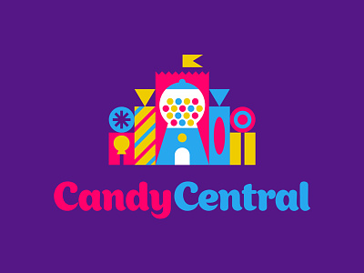 Candy Central candy castle central flag gumball logo lollipop machine sucker