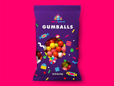Gumballs branding candy central design gumball logo packaging