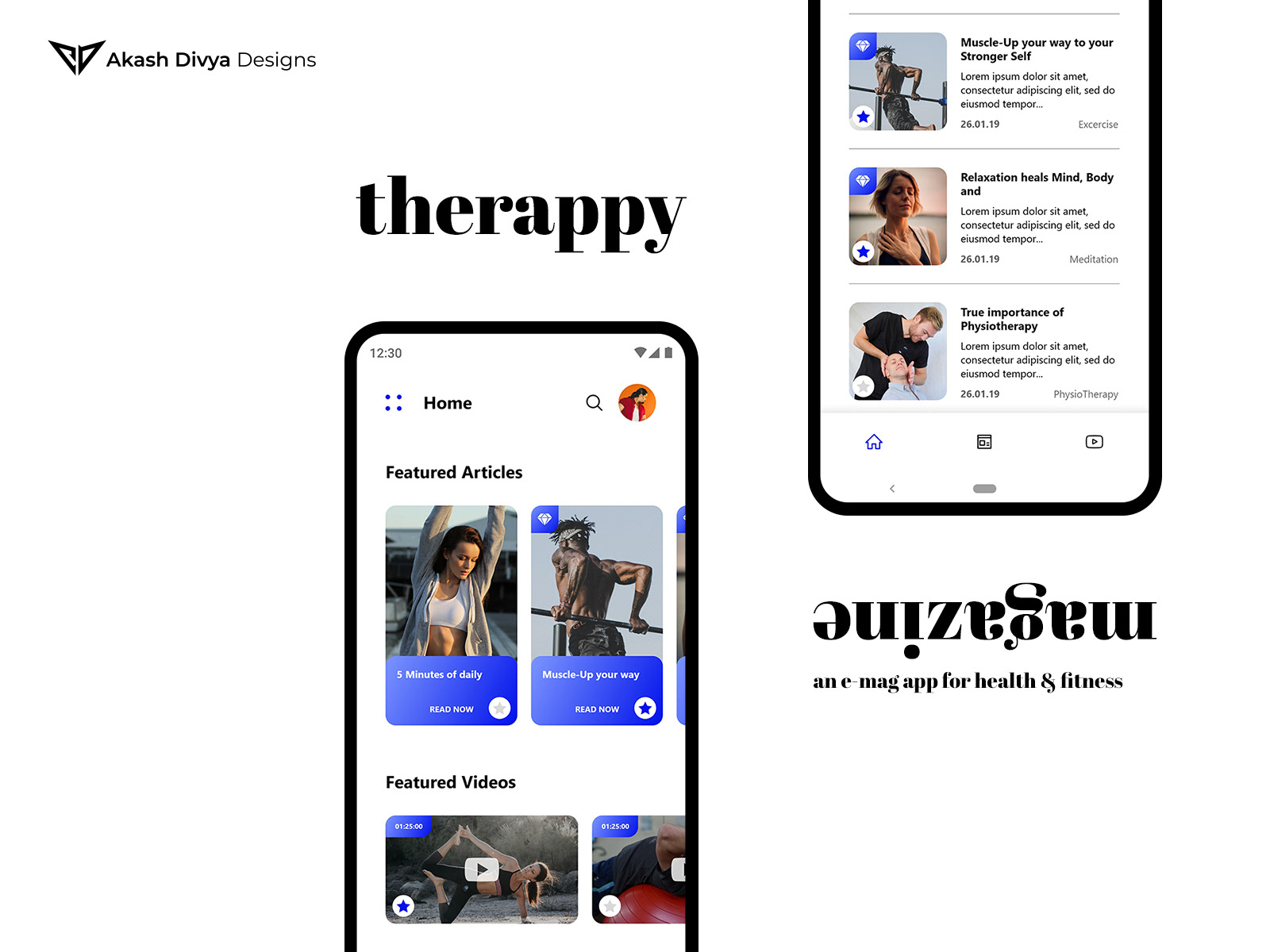 Therappy - UI/UX of Android App for Health Magazine by Akash Divya ...