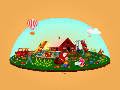 Pumpkin Farm - Theme Park Vector Illustration