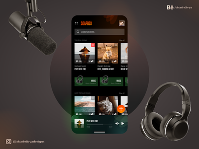 Soapbox App - Create Podcast, Audiobook & SoundMix app audio dark ui ux xd
