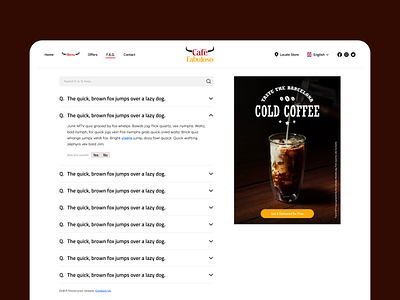 Café Fabuloso - Coffee Shop FAQ UI/UX branding design illustrator logo ui ux xd