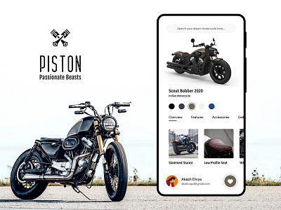 Piston - The Motorcycle App | Minimalistic UI/UX android app design ios photoshop ui ui design uxdesign xd design