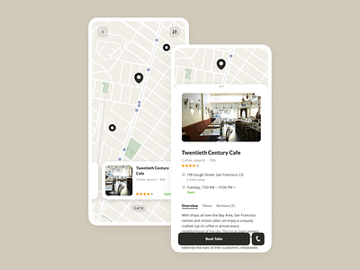 Cafes and Restaurants App Concept