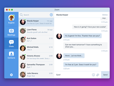 Daily UI #013 — Direct Messaging. Zoom Redesign chat conversation dailyui free freebie message messaging redesign sketch zoom
