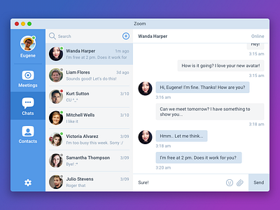 Daily UI #013 — Direct Messaging. Zoom Redesign