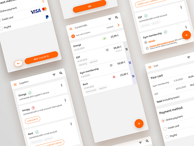 Recurrent Bills List - App Design app bills bills list cards cart desing desinger e commerce list mobile payment tabs usability utilities ux