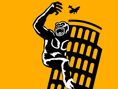 King Kong In Italy colors design fun illustration vector yellow