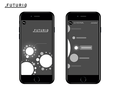 Futuriq - Science Fiction festival mobile app concept festival mobile app mobile app design naviguation sciencefiction uidesign ux ux ui wireframe wireframes