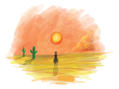 Cow-boy - Illustration alone art character desert digital paint digital painting draw illustration illustration art photoshop sunset texas western