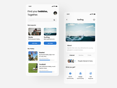 Hobby - Mobile Apps android app figma ios mobile mobile app simple ui