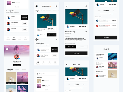 NFT Marketplace app art clean crypto ios mobile nft nft marketplace simple ui