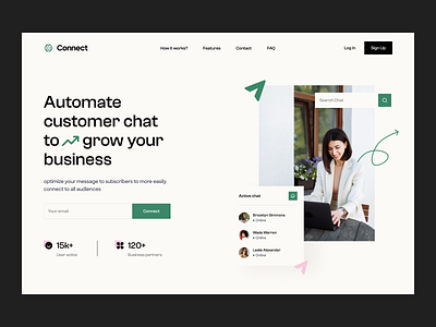 SaaS Connect - Automate Chat automate black business chat connect customer green landing page product saas ui user interface web design webdesign website
