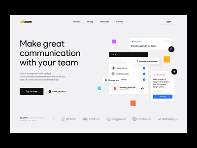 SaaS landing page - atteam color communication retro saas team ui ui design ux web webdesign website