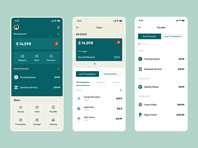 Finance - Payment App android app app design bank business clasic e-wallet finance green ios mobile mobile design payment transaction ui user interface ux