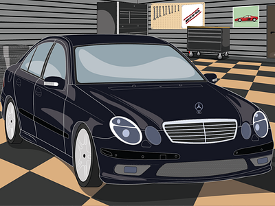 Mercedes-Benz E220 amg carillustration design illustration mercedes benz vector w211