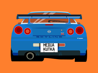 Nissan Skyline R34 Illustration art automotive car design graphics nissan r34 skyline vector
