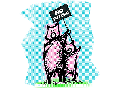 No Future future illustration pigs