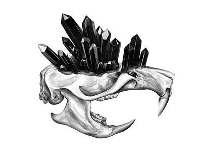 Rat skull with black crystal crown