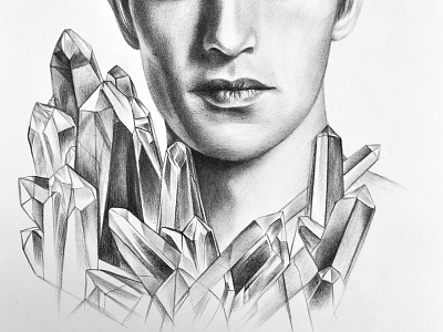 Crystal boys series artwork beautiful crystal fashion illustration graphic handdrawn illustration pencil art pencil drawing portrait