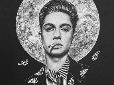 Mr Moonlight artwork black and white graphic illustration monochrome pencilart portrait
