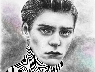Seeing Beyond Your Limits artwotk beautiful black and white cover design eyes face fashion graphic look male model pastel pattern pencil pencil art portrait portrait illustration poster print young