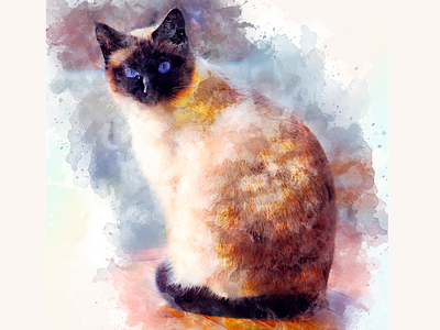 Кошка в акварельном стиле design painting poster print