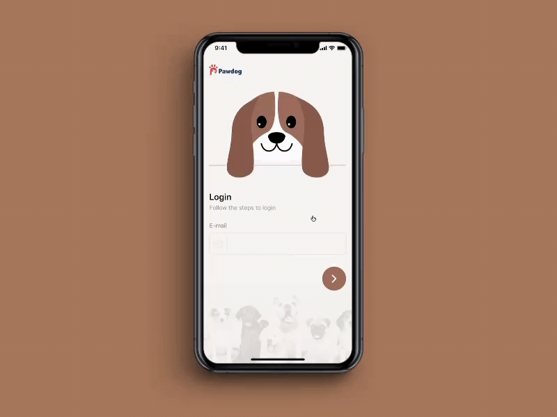 Dog app Login page Interaction