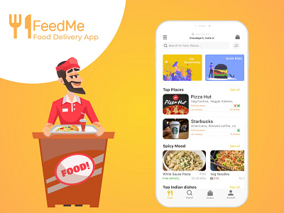 Feed Me ( Food Delivery App) UI/UX adobexd android app app design app ui design food app interaction ios madewithadobexd madewithxd ui user inteface ux