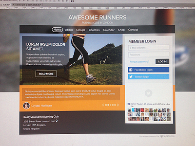 Template concept for sports club CMS homepage web