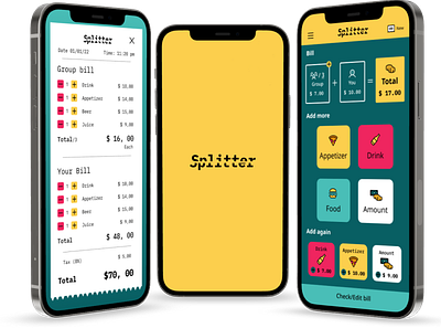 Splitter - A app quick and easy way to split the bill. app bill design figma mobile mockup ui user experience ux