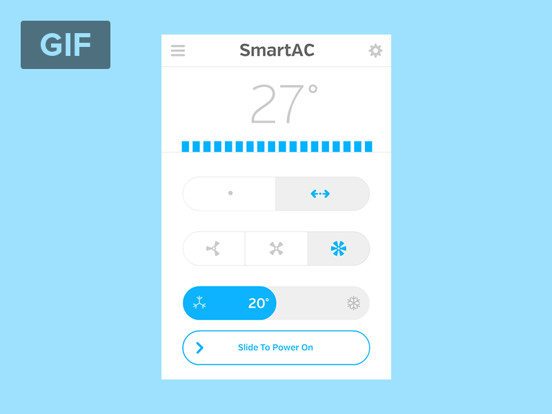 SmartAC App ON/OFF Interaction air conditioner animation app smart products smartac transition ui