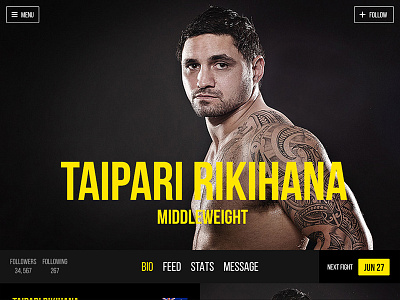 Fighter Profile First Iteration concept mma profile web wip