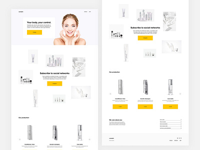 LANDING PAGE FOR THE BRAND OF COSMETICS aftereffects branding brutalism business clean concept figma flat landingpage lights minimalism sketch typography ui ux webdesign