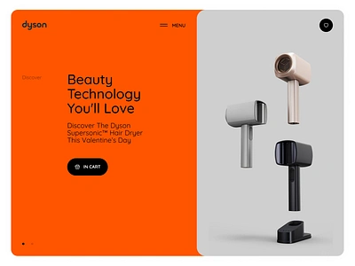 DAYSON - SITE FOR A MODERN HAIR DRYER | LANDING | BRUTALISM | UI 2023 appliances beauty brutalism design dyson figma flat hair dryer home landing minimalism orange shop store technology ui ux webdesign website