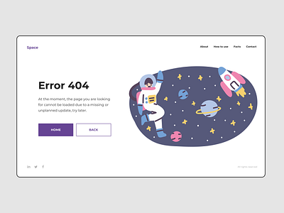 SPACE X | 404 ERROR | FEDOROV DESIGN aftereffects animation figma flat gif illustration minimalism motion photoshop sketch spacex ui ux webdesign