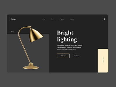 DESIGN LAMP STORE | MINIMALISM | FEDOROV DESIGN adobexd aftereffects animation awwwards dark ui figma flat gif minimalism motion mp4 photoshop readymag sketch typography ui ux webdesign website