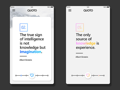 Quoto ui variations card design gradient interface quote ui uidesign ux