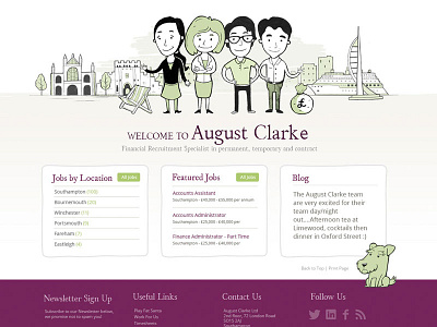 August Clarke Homepage clean web design illustration web design recruitment website