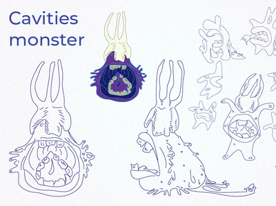Сavities monster 2d 2d art cartoon cartoon art character concept concept art concept character design illustration vector