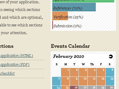 Status + Calendar calendar muted progressbar web
