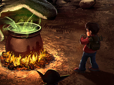 "Visiting the forest king" : Detail 2 cauldron creepy goblin jonas magic orc saga troll wormworld