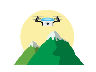 Icon drone flat icon illustrate mountain vector