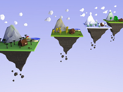 Floating low polly islands - 3D Modelling